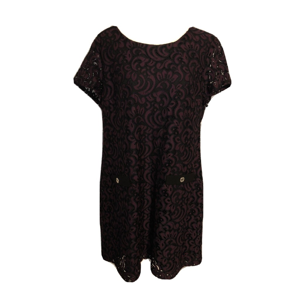 New Tommy Hilfiger Dress Women's Size 18 Burgundy Black floral Sheath